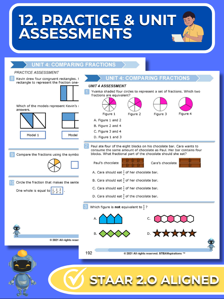 Mathtastico! 3rd Grade Math Bundle Unit 4 Comparing Fractions - E-Book