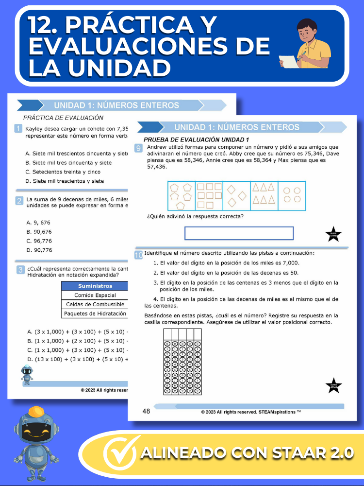 ¡Mathtástico! Paquete de Matemáticas de 3er Grado Unidad 1: NÚMEROS ENTEROS - Libro Electrónico