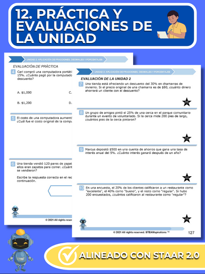 ¡Mathtástico! 6to Grado Unidad 2: Aplicación de Fracciones, Decimales y Porcentajes - Libro Electrónico