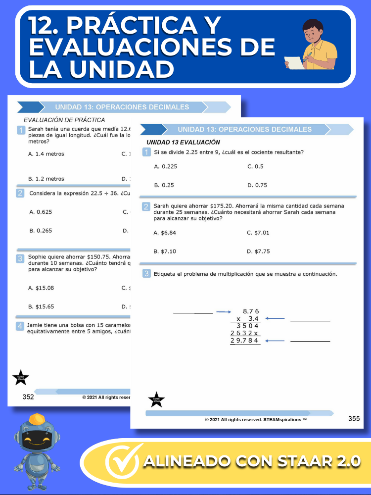 ¡Mathtástico! Paquete de Matemáticas 5to Grado Unidad 13: OPERACIONES DECIMALES - Libro Electrónico