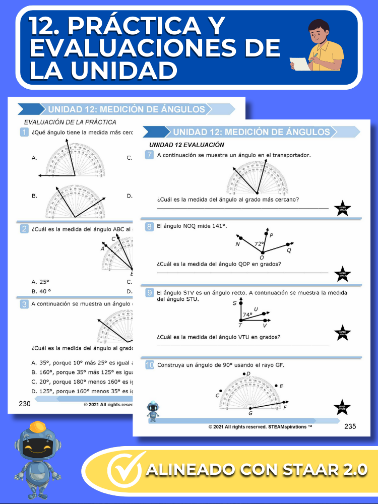 ¡Mathtástico! Paquete de Matemáticas de 4to Grado Unidad 12: ÁNGULOS DE MEDICIÓN - Libro Electrónico