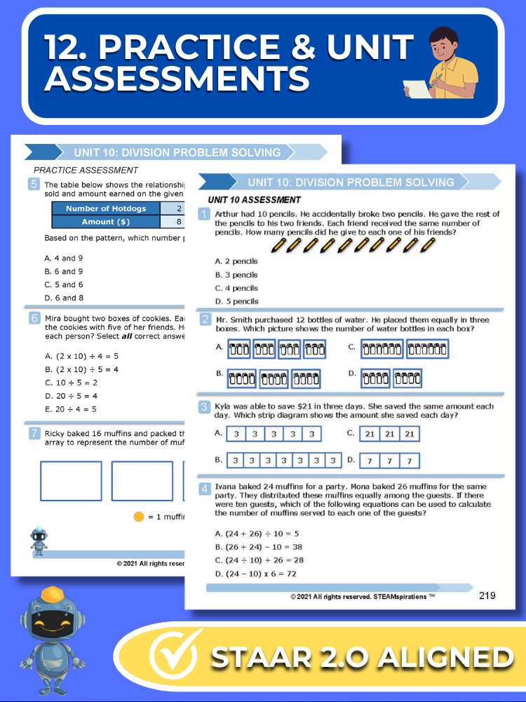 Mathtastico! 3rd Grade Math Bundle Unit 10 (Division Problem Solving) - E-Book