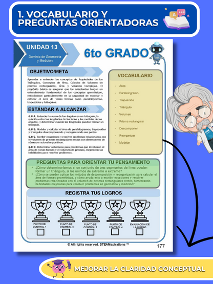 ¡Mathtástico! 6to Grado Unidad 13: Dominio de Geometría y Medición- Libro Electrónico