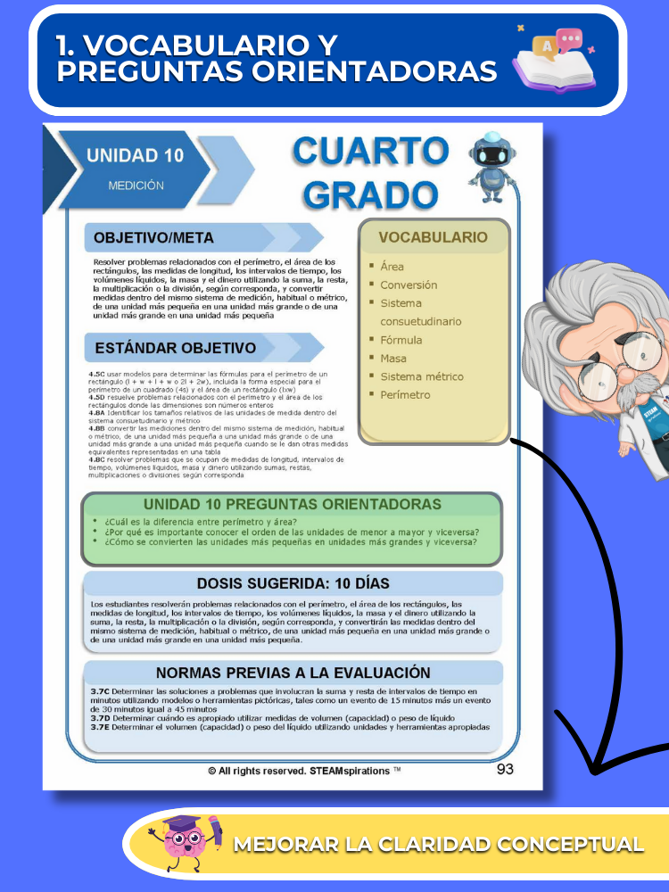 ¡Mathtástico! Paquete de Matemáticas de 4to Grado Unidad 10: Medición - Libro Electrónico