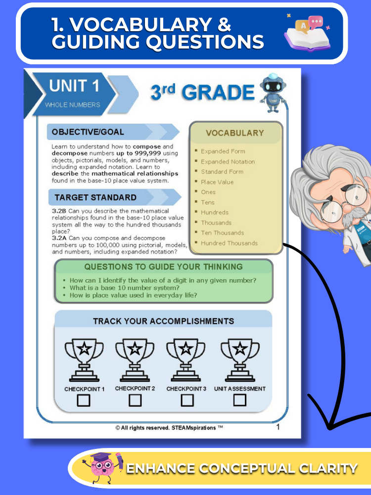 Mathtastico! 3rd Grade Math Bundle Unit 1 Place Value Foundation - E-Book