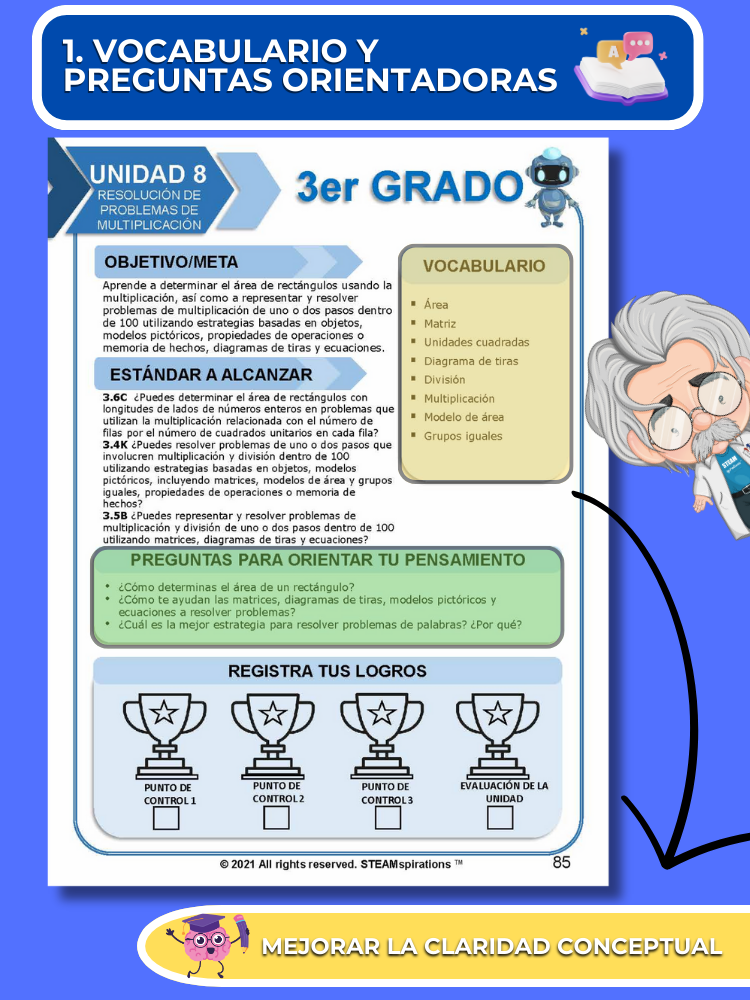 ¡Mathtástico! 3er Grado Unidad 8: Resolución De Problemas De Multiplicación - Libro Electrónico