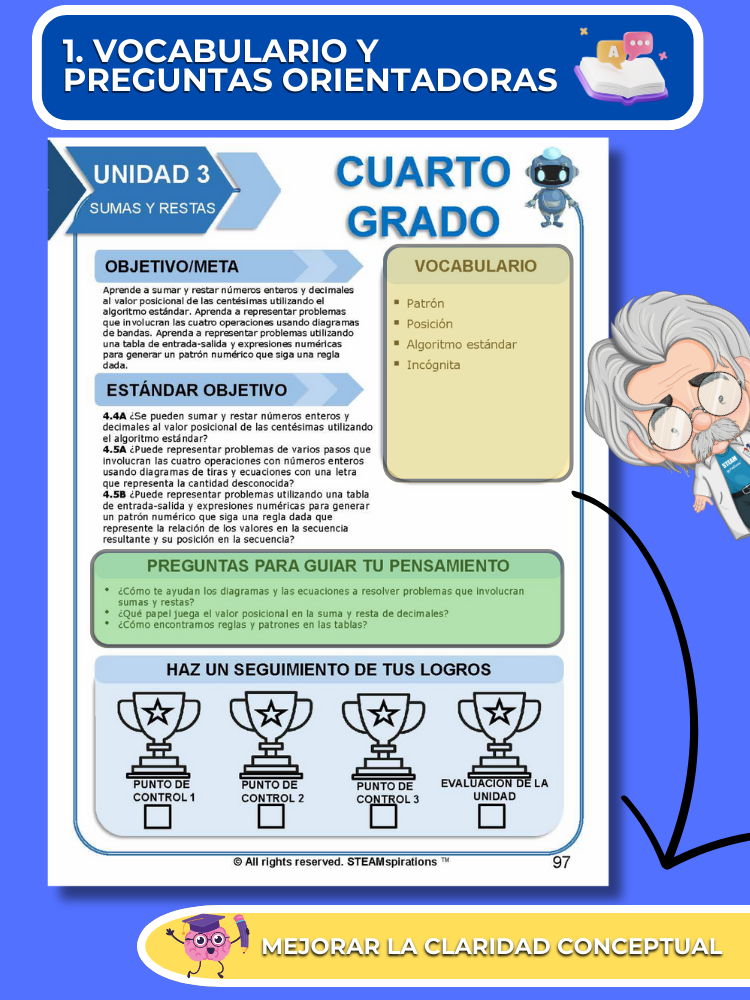 ¡Mathtástico! Paquete de Matemáticas de 4to Grado Unidad 3: SUMAS Y RESTAS - Libro Electrónico