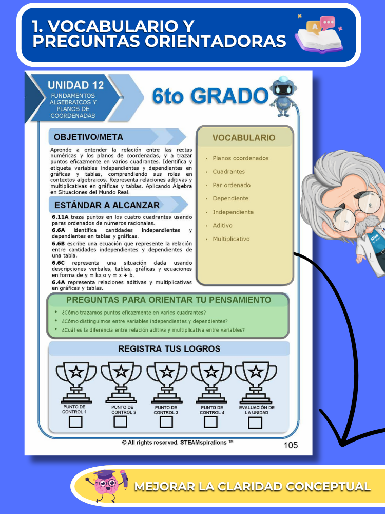 ¡Mathtástico! 6to Grado Unidad 12: Fundamentos Algebraicos y Planos De Coordenad- Libro Electrónico