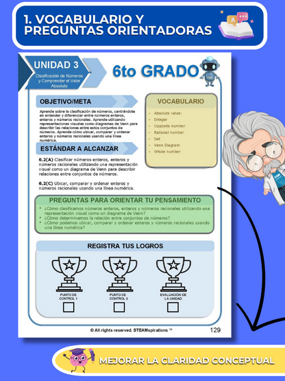 ¡Mathtástico! 6to Grado Unidad 3: Clasificación de Números y Comprender el Valor Absoluto - Libro Electrónico