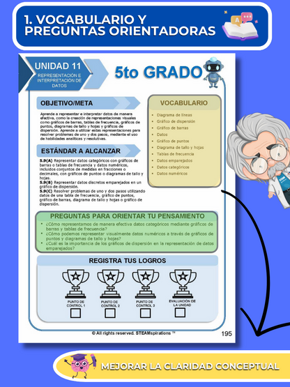 ¡Mathtástico! 5to Grado Unidad 11: REPRESENTACIÓN E INTERPRETACIÓN DE DATOS - Libro Electrónico