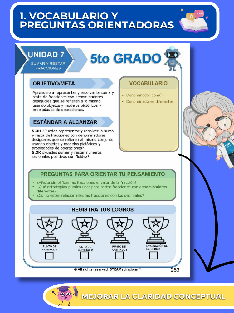 ¡Mathtástico! 5to Grado Unidad 7: SUMAR Y RESTAR FRACCIONES - Libro Electrónico