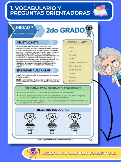 ¡Mathtástico! 2do Grado Unidad 7: Monedas y Dinero - Libro Electrónico