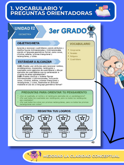 ¡Mathtástico! Paquete de Matemáticas de 3er Grado Unidad 12: Geometría - Libro Electrónico