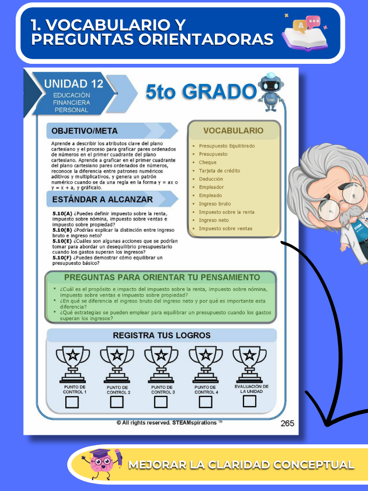 ¡Mathtástico! 5to Grado Unidad 12: EDUCACIÓN FINANCIERA PERSONAL - Libro Electrónico