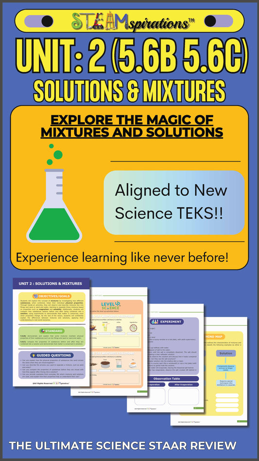 5th Grade Unit 2 – Solutions & Mixtures – STEAMspirations Level Up 2.0