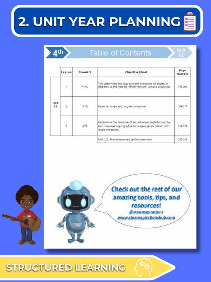 Mathtastico! 4th Grade Math Bundle Unit 12 Measuring Angles - E-Book