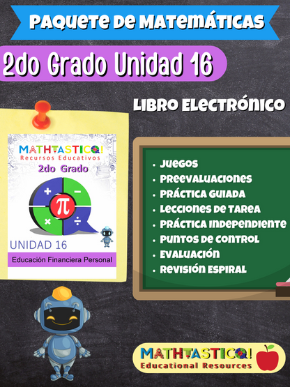 ¡Mathtástico! 2do Grado Unidad 16: Educación Financiera Personal - Libro Electrónico