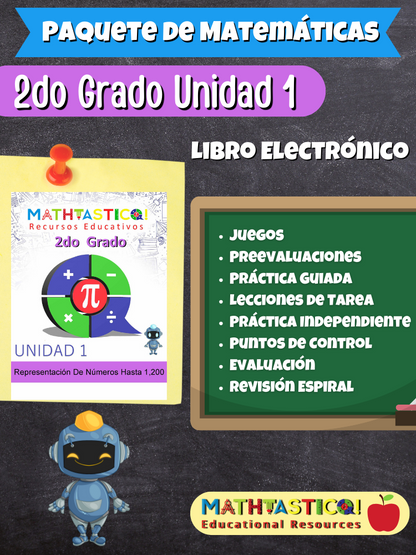 ¡Mathtástico! 2do Grado Unidad 1: Representación De Números Hasta 1,200 - Libro Electrónico