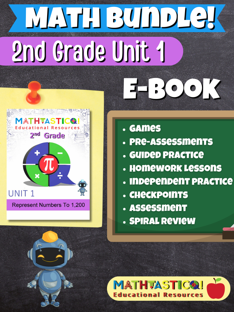 Mathtastico! 2nd Grade Math Bundle Unit 1 Represent Numbers To 1,200 - E-Book