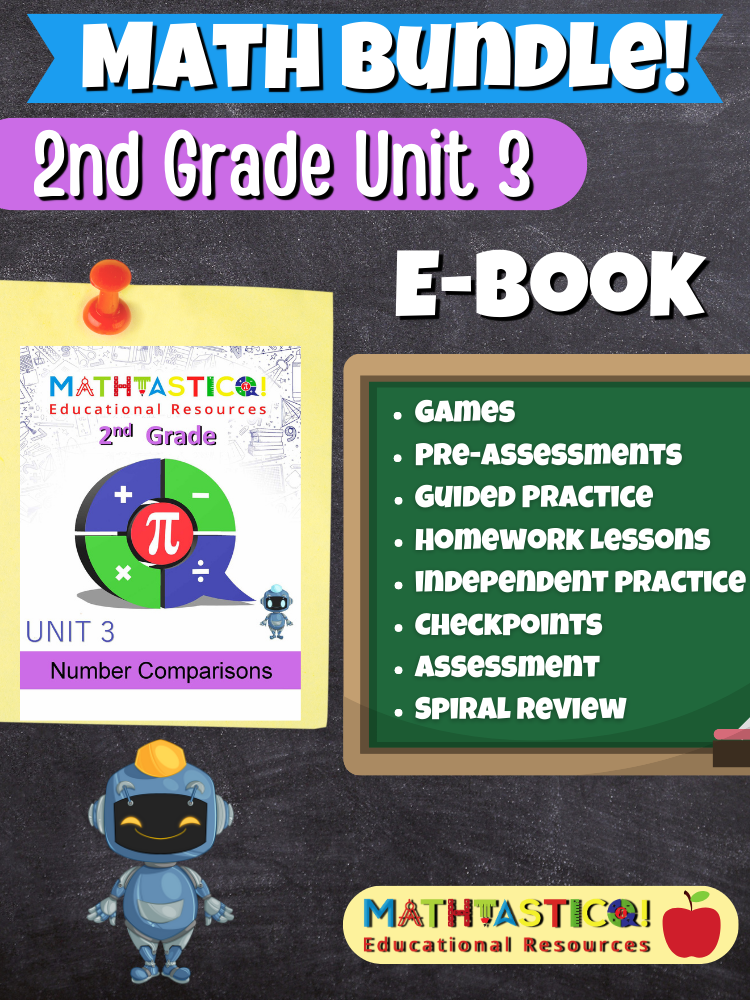 Mathtastico! 2nd Grade Math Bundle Unit 3 Number Comparisons - E-Book