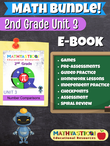 Mathtastico! 2nd Grade Math Bundle Unit 3 Number Comparisons - E-Book