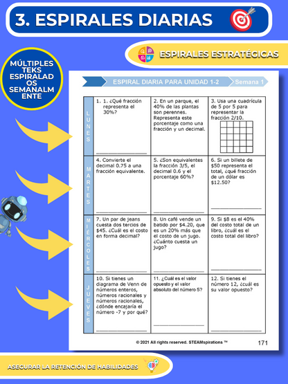 ¡Mathtástico! 6to Grado Unidad 4: Ordenando y Comparando Números Racionales e Enteros - Libro Electrónico