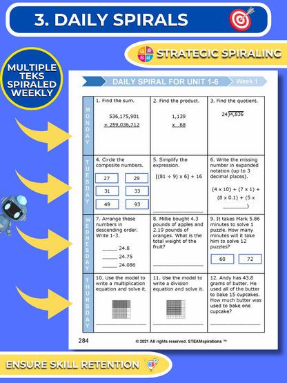 Mathtastico! 5th Grade Math Bundle Unit 7 Add & Subtract Fractions - E-Book