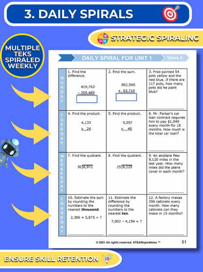 Mathtastico! 5th Grade Math Bundle Unit 1 Operations of Whole Numbers - E-Book