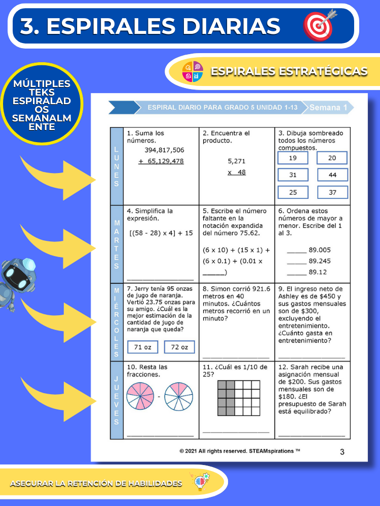 ¡Mathtástico! 6to Grado Unidad 1: Equivalencia de Fracciones, Decimales y Porcentajes - Libro Electrónico