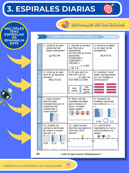 ¡Mathtástico! Paquete de Matemáticas de 4to Grado Unidad 3: SUMAS Y RESTAS - Libro Electrónico