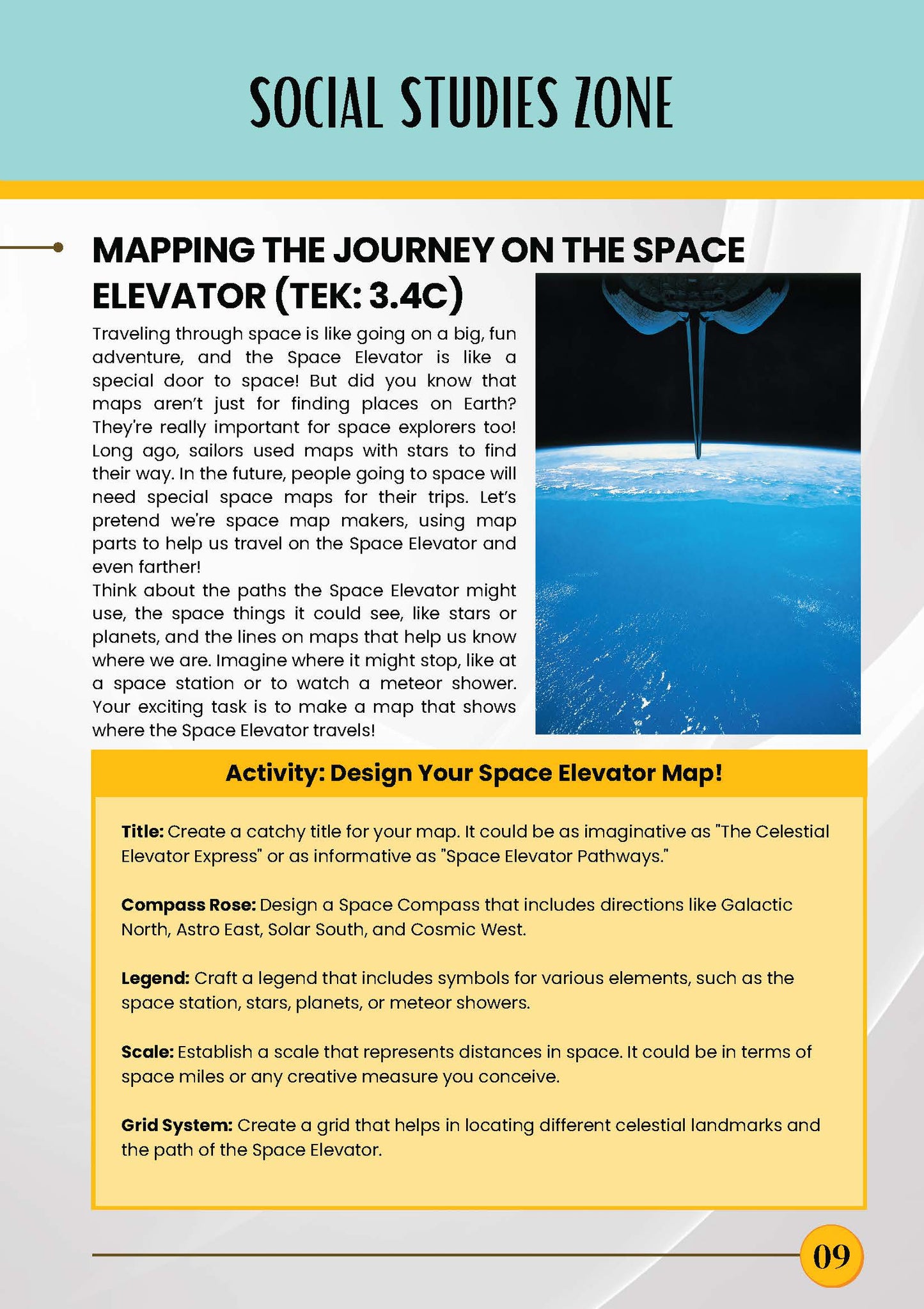 Space Elevator Adventure: A Cosmic Exploration for 3rd Graders