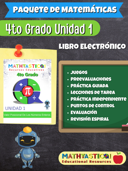 ¡Mathtástico! 4to Grado Unidad 1: VALOR POSICIONAL DE LOS NÚMEROS ENTEROS - Libro Electrónico