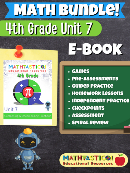 Mathtastico! 4th Grade Math Bundle Unit 7 Composing & Decomposing Fractions - E-Book