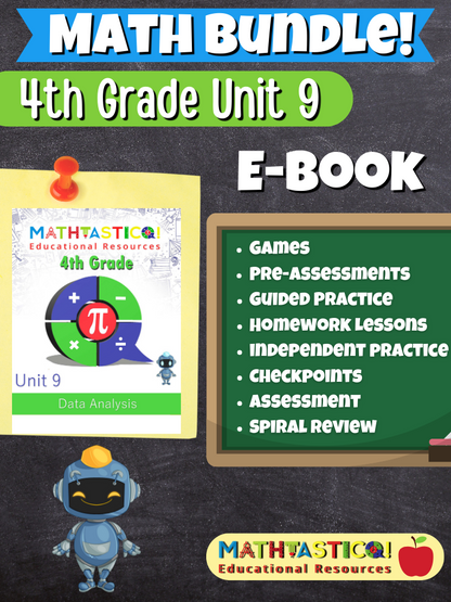 Mathtastico! 4th Grade Math Bundle Unit 9 Data Analysis - E-Book