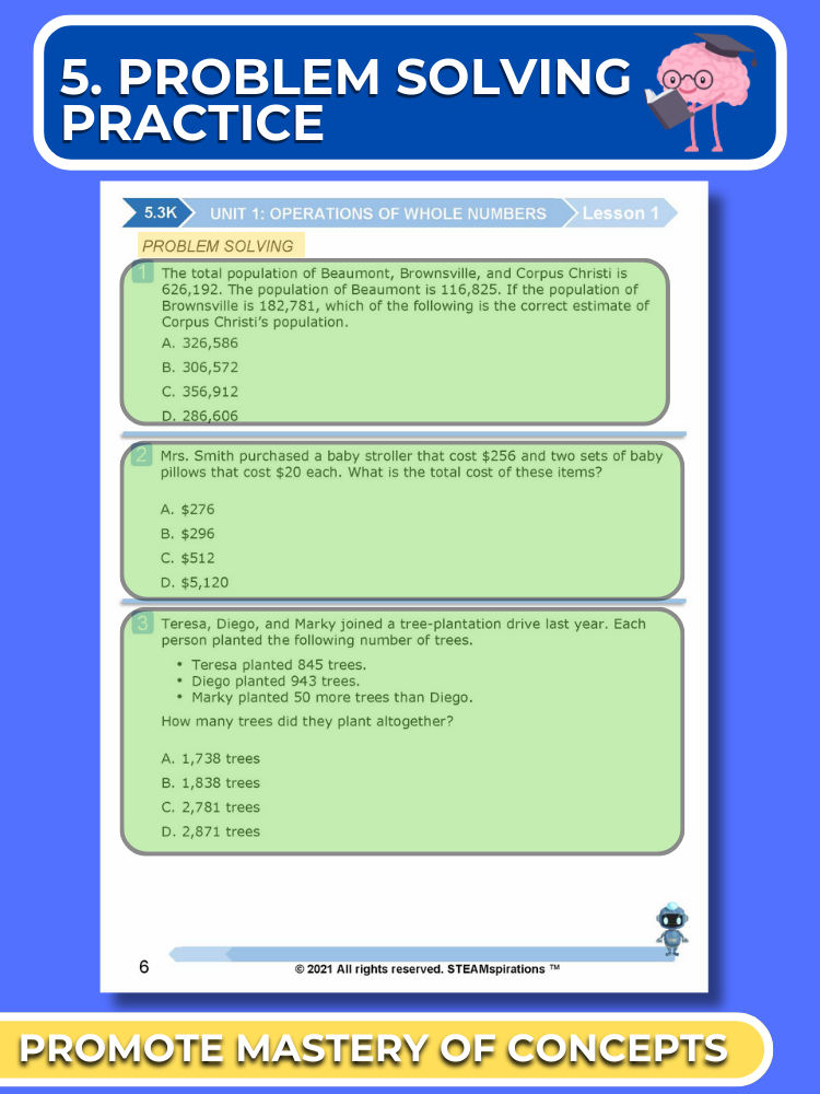 Mathtastico! 5th Grade Math Bundle Unit 1 Operations of Whole Numbers - E-Book