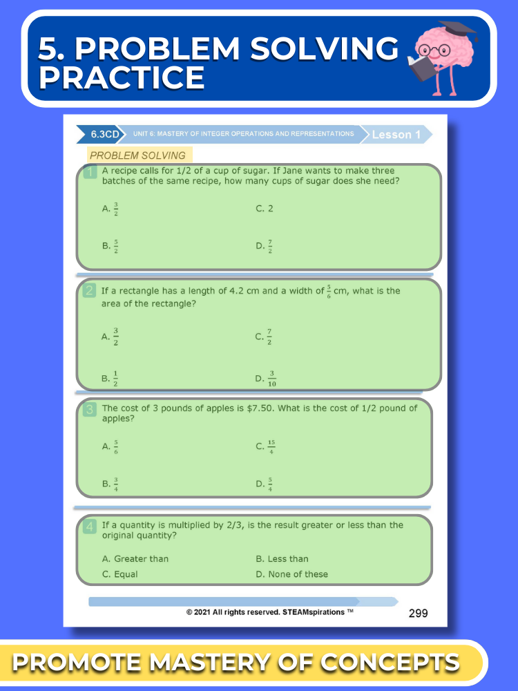 Mathtastico! 6th Math Unit 6 Mastery of Integer Operations & Representations - E-Book