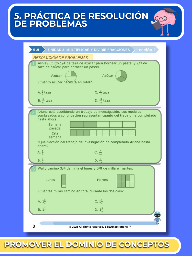 ¡Mathtástico! 5to Grado Unidad 8: MULTIPLICAR Y DIVIDIR FRACCIONES - Libro Electrónico