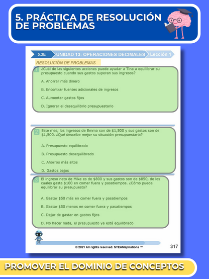 ¡Mathtástico! Paquete de Matemáticas 5to Grado Unidad 13: OPERACIONES DECIMALES - Libro Electrónico