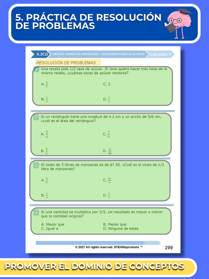 ¡Mathtástico! 6to Grado Unidad 6 Dominio de Operaciones y Representaciones de Enteros - Libro Electrónico