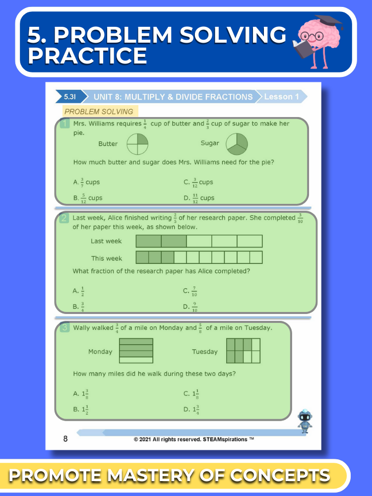 Mathtastico! 5th Grade Math Bundle Unit 8 Multiply & Divide Fractions - E-Book