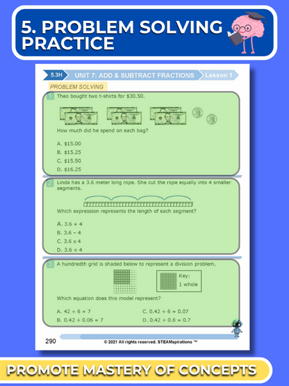 Mathtastico! 5th Grade Math Bundle Unit 7 Add & Subtract Fractions - E-Book