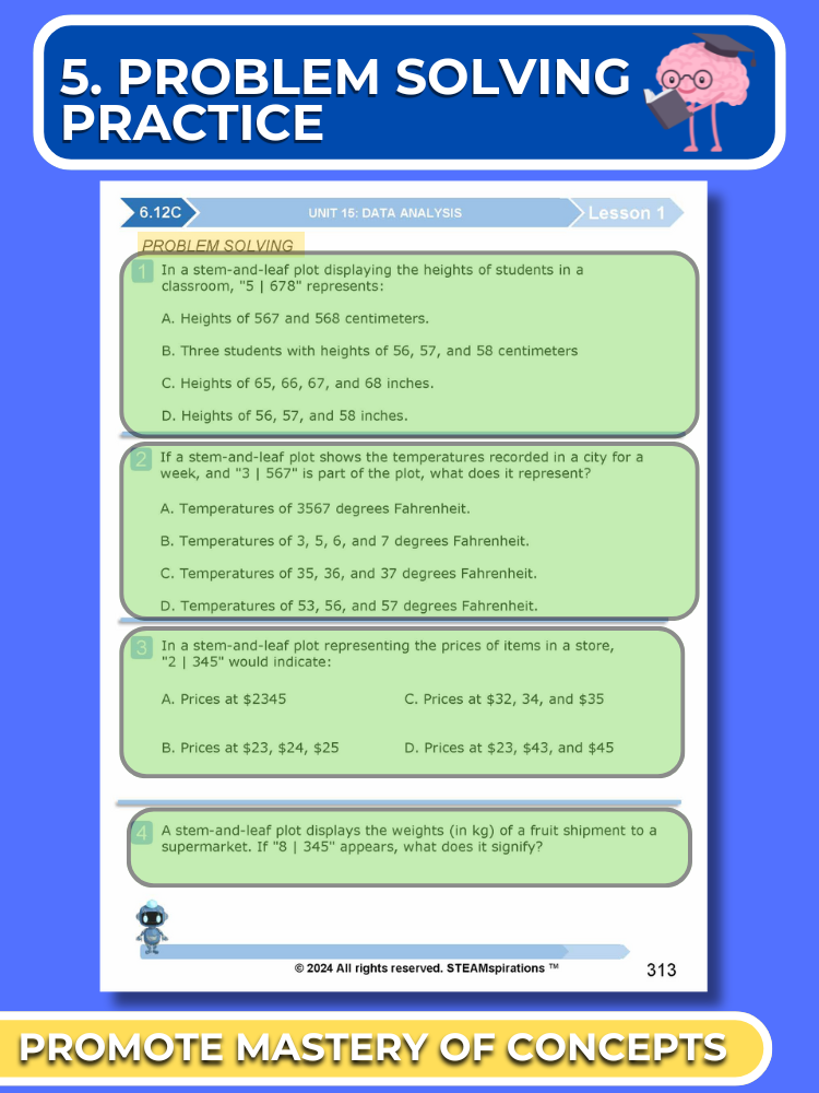 Mathtastico! 6th Math Unit 15 Data Analysis - E-Book