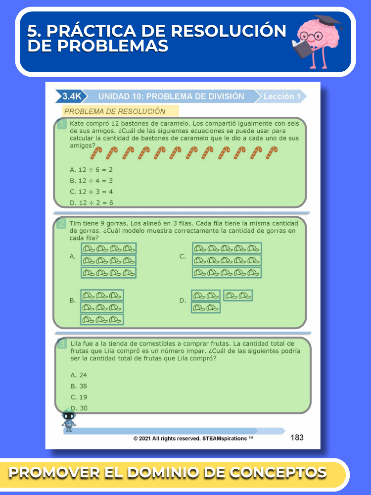 ¡Mathtástico! 3er Grado Unidad 10: Problema De División - Libro Electrónico