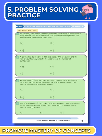 Mathtastico! 6th Grade Math Bundle Unit 2 Fraction, Decimal and Percent Application - E-Book