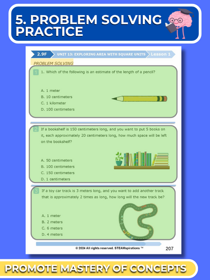 Mathtastico! 2nd Grade Math Bundle Unit 13 Exploring Area with Square Units - E-Book