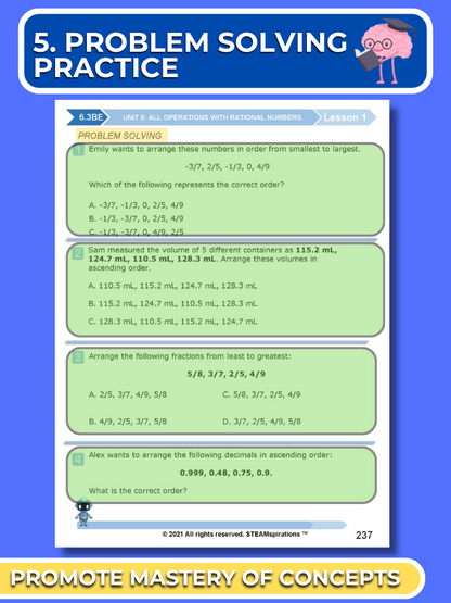 Mathtastico! 6th Math Unit 5 All Operations with Rational Numbers - E-Book