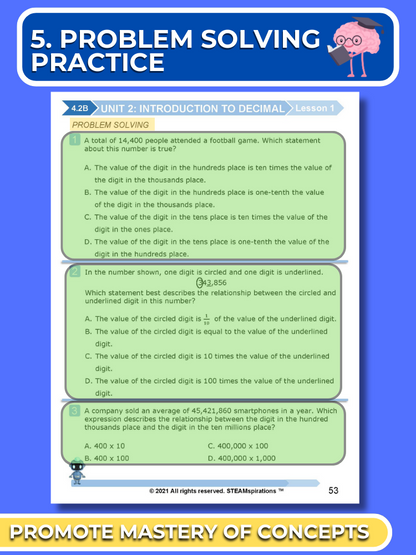 Mathtastico! 4th Grade Math Bundle Unit 2 Introduction to Decimals - E-Book