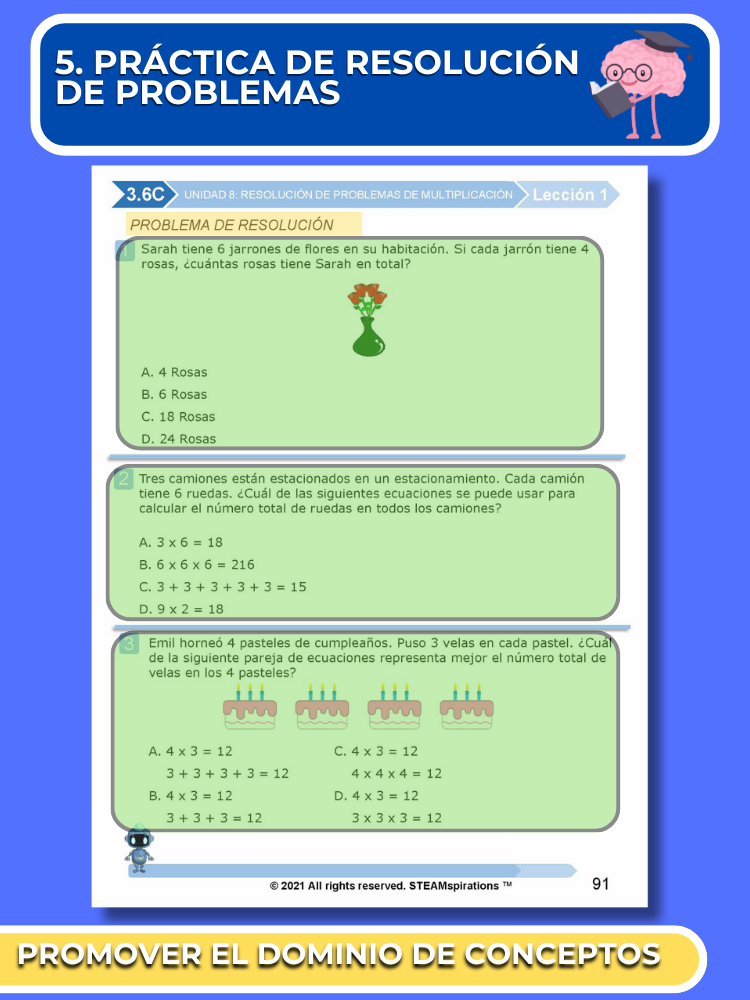 ¡Mathtástico! 3er Grado Unidad 8: Resolución De Problemas De Multiplicación - Libro Electrónico