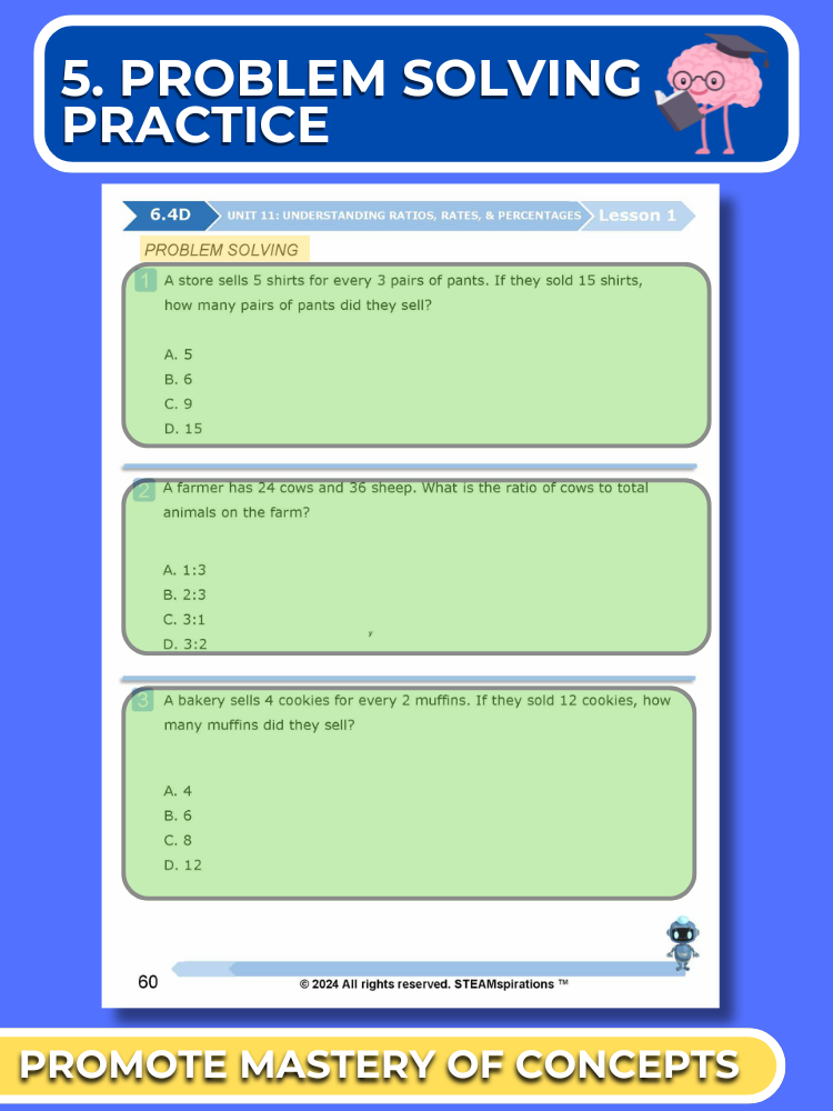 Mathtastico! 6th Math Unit 11 Understanding Ratios, Rates, and Percentages - E-Book