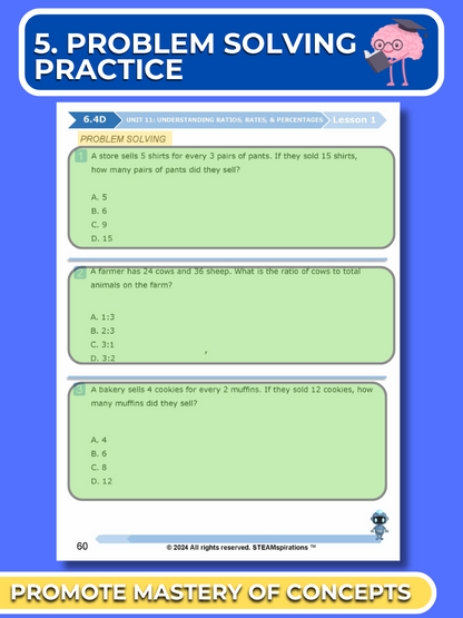 Mathtastico! 6th Math Unit 11 Understanding Ratios, Rates, and Percentages - E-Book